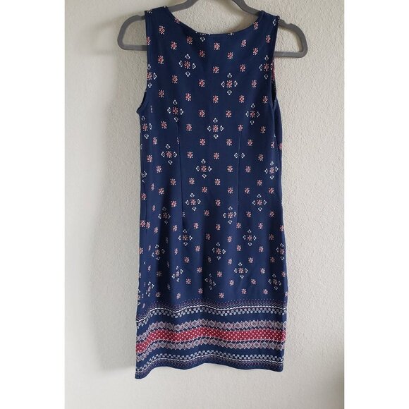 Talbot's Woman's Size XS Cotton Stretch knit Sun dress Red White Blue Sleeveless - Picture 2 of 6